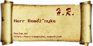 Herr Reményke névjegykártya